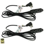 8 Foot Extension Cord - 3 Prong 18 Gauge - Indoor Outdoor - Set of 2