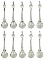 Solid Ball Long Drop Prism with Chrome Connectors and an Octagon Crystal Bead Pack of 10