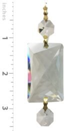Rectangle Symmetrical Cut Prism with Polished Brass Connectors and an Octagon Crystal Bead Pack of 10 - Image 2