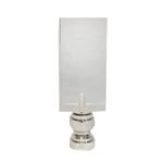 Rectangular Cube Clear Lucite Lamp Finial for Lamp Shade 2.75 Inch Polished Silver Base