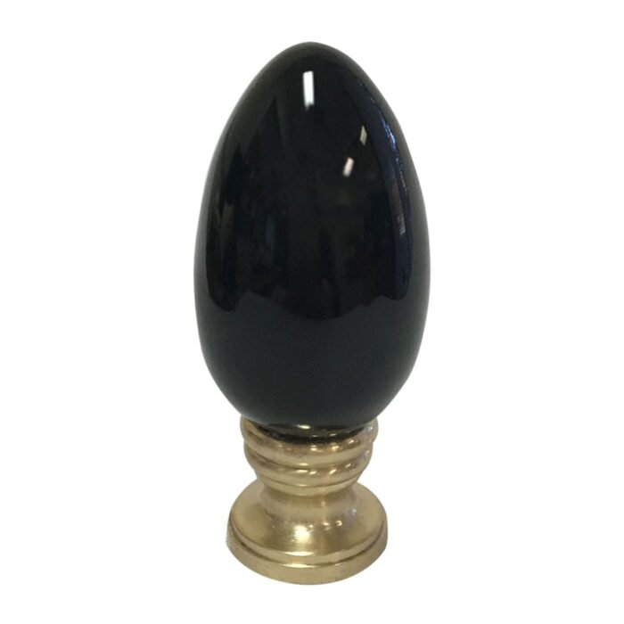 Ceramic Egg Shaped Lamp Finial for Lamp Shade 2.25 Inch with Polished Brass Base, Multiple Colors - Image 2