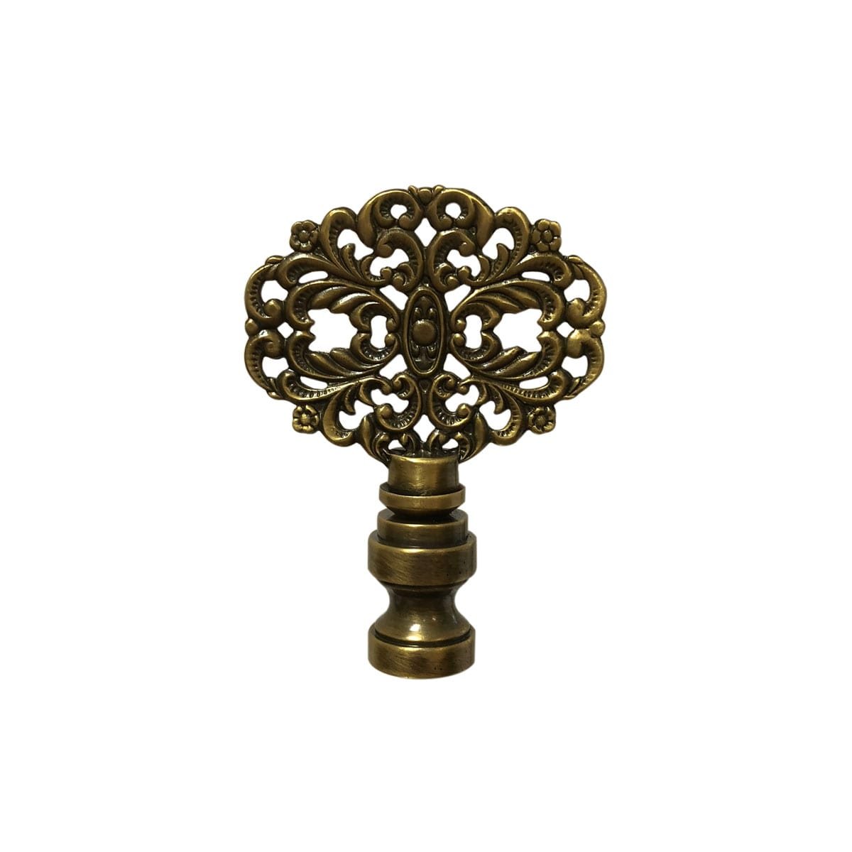 Royal Designs Scalloped Filigree Lamp Finial For Lamp Shade - Antique