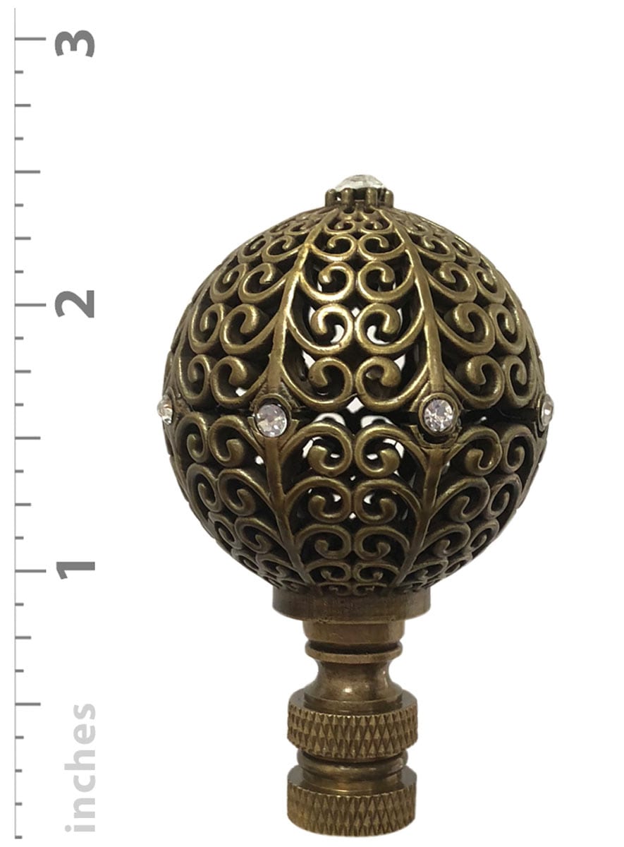 Royal Designs Oval Filigree Lamp Finial for Lamp Shade Polished Brass 