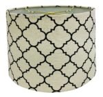 28" Crystal Buffet Lamp with Eggshell and Black Moroccan Print Shallow Drum Hardback Lamp Shade - Image 5