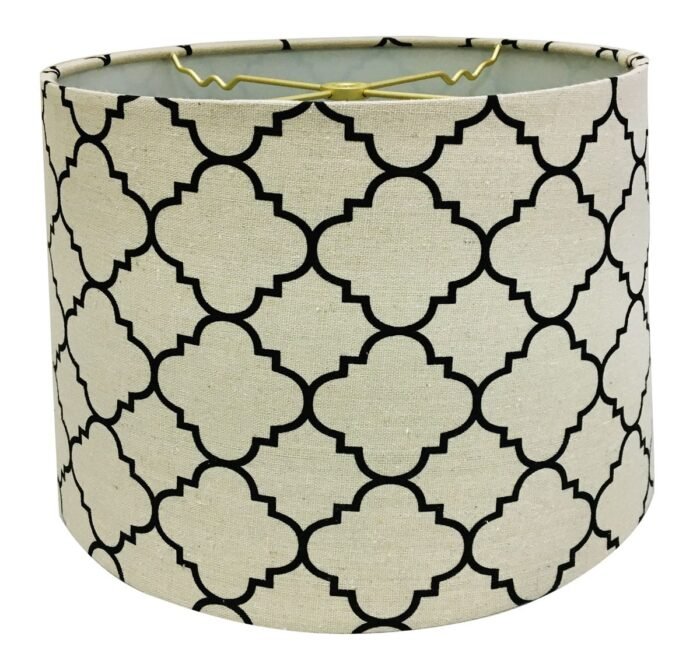 28" Crystal Buffet Lamp with Eggshell and Black Moroccan Print Shallow Drum Hardback Lamp Shade - Image 5