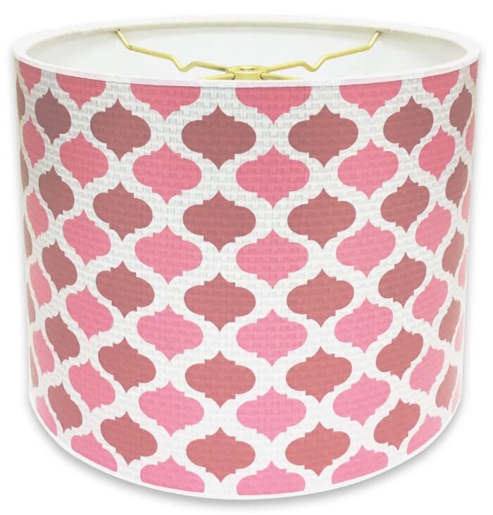 Two-Tone Pink Moroccan Print Handmade Lamp Shade - Image 4