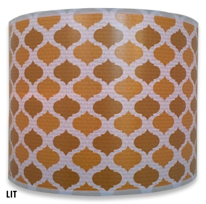 Handmade Lamp Shade, Two-Tone Orange Moroccan Print, 10 x 10 x 8 - Image 2