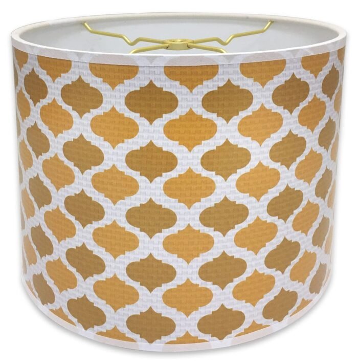 Handmade Lamp Shade, Two-Tone Orange Moroccan Print, 10 x 10 x 8 - Image 4