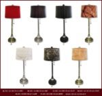 28" Crystal Buffet Lamp with Eggshell and Black Moroccan Print Shallow Drum Hardback Lamp Shade - Image 9