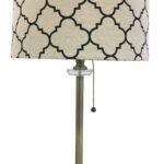28" Crystal Buffet Lamp with Eggshell and Black Moroccan Print Shallow Drum Hardback Lamp Shade - Image 3