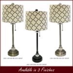 28" Crystal Buffet Lamp with Eggshell and Black Moroccan Print Shallow Drum Hardback Lamp Shade - Image 4