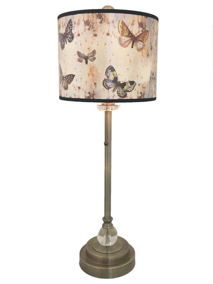 28" Crystal Table Lamp with Butterfly Graphic Design Hardback Lamp Shade - Image 2
