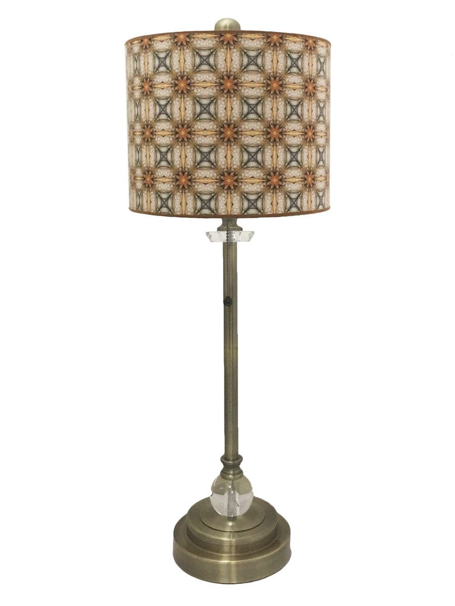 28" Crystal Table Lamp with Yellow and Gold Kaleidoscope Design