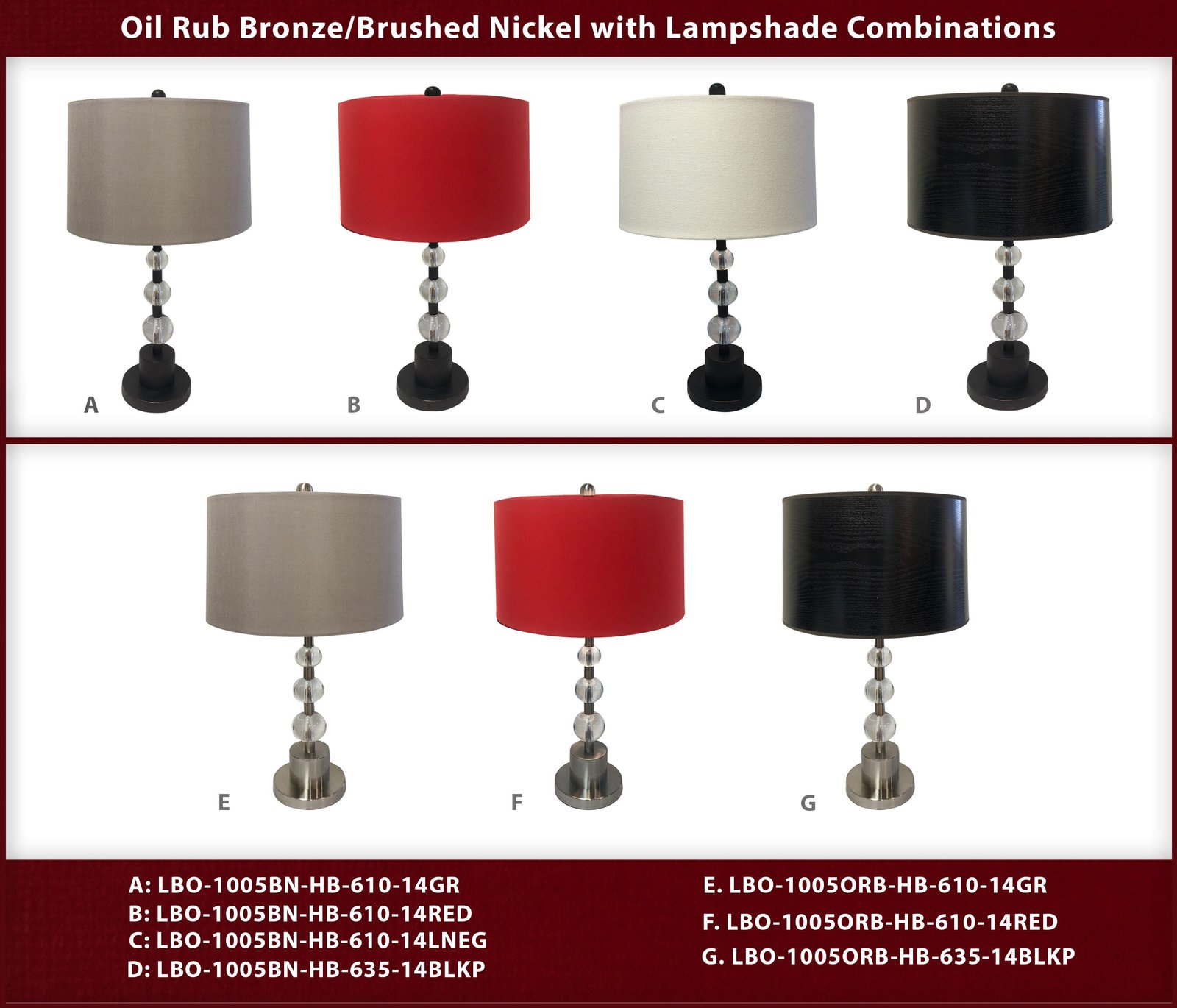 Oil Rubbed Bronze Lamp Base with Crystal Ball Accents, Matching Harp