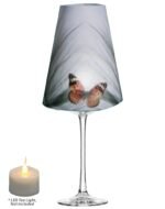 Royal Designs Orange Butterfly on Beach Grass Vellum Paper Wine Glass Tea Light Shade - Party Centerpiece - Set of 20