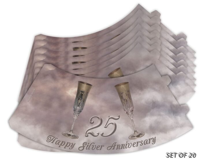 Royal Designs 25th Silver Anniversary Vellum Paper Wine Glass Tea Light Shade - Party Centerpiece - Set of 20 - Image 3