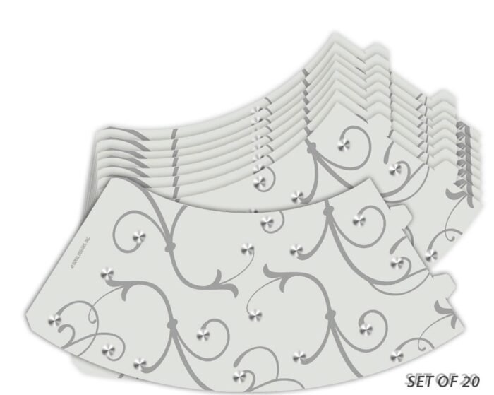 Royal Designs Flower Silhouette Vellum Paper Wine Glass Tea Light Lampshade - Party Centerpiece - Set of 20 - Image 3