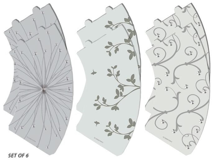 Royal Designs Flower Silhouette Vellum Paper Wine Glass Tea Light Lamp Shade - Party Centerpiece - Set of 6 - Image 3