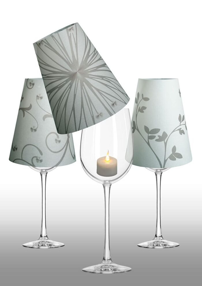 Royal Designs Flower Silhouette Vellum Paper Wine Glass Tea Light Lamp Shade - Party Centerpiece - Set of 6 - Image 4