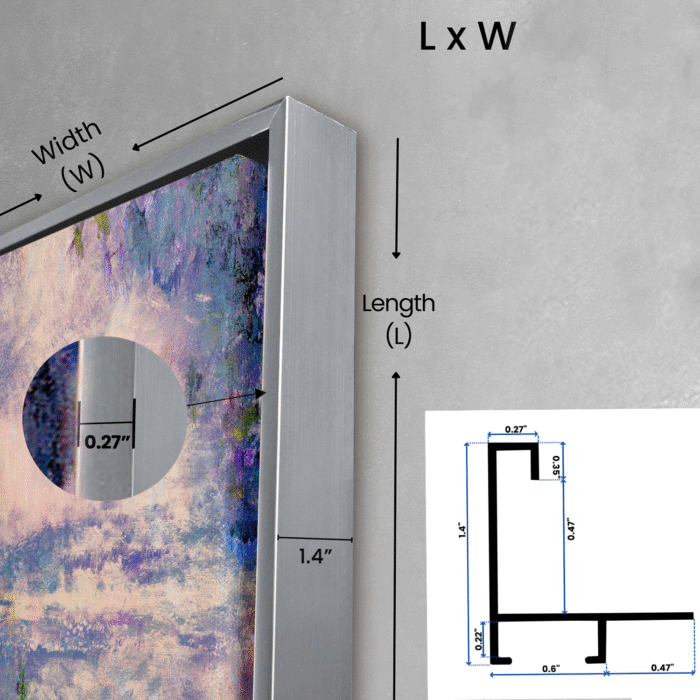 Premium Aluminum Floating Canvas Picture Frames From Sizes 8 x 8 to 60 x 60, Brushed Silver - Image 3