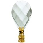 Diamond Swiss Cut Clear K9 Crystal 3 Inch Lamp Finial for Lamp Shade, Polished Brass Base, Multiple Sizes