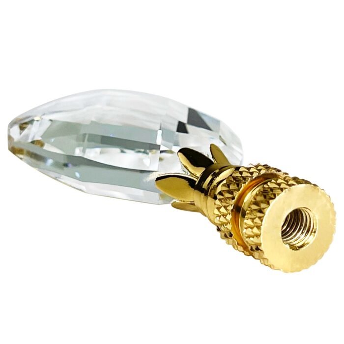 Diamond Swiss Cut Clear K9 Crystal 3 Inch Lamp Finial for Lamp Shade, Polished Brass Base, Multiple Sizes - Image 3