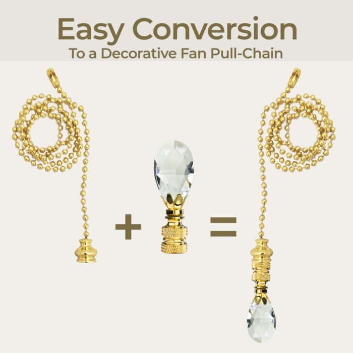 Diamond Swiss Cut Clear K9 Crystal 3 Inch Lamp Finial for Lamp Shade, Polished Brass Base, Multiple Sizes - Image 4