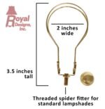 Royal Designs Heavy Duty Lampshade Clip Adapter with Finial for Round Light Bulbs, Polished Brass - Image 3