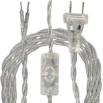 Silver Rayon Twisted Lamp Cord ON/OFF Stripped Ends