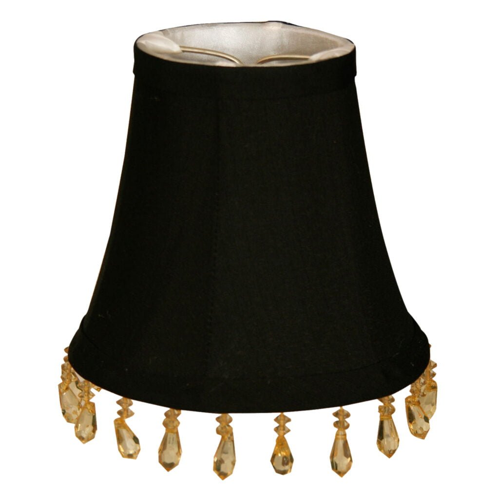 5" Black with White Lining with Staggered Beaded Chandelier Lamp Shade