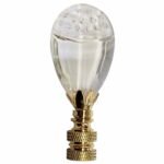 Balloon Shape with Top Design 3 Inch Clear Faceted Crystal Lamp Finial, Polished Brass Base