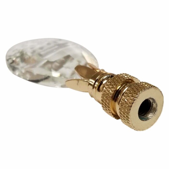 Balloon Shape with Top Design 3 Inch Clear Faceted Crystal Lamp Finial, Polished Brass Base - Image 2