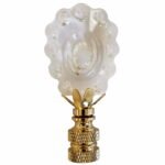 Rounded Scallop 3" Lamp Finial Clear Faceted Crystal with Polished Brass Base, 2 Sizes