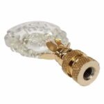 Rounded Scallop 3" Lamp Finial Clear Faceted Crystal with Polished Brass Base, 2 Sizes - Image 2