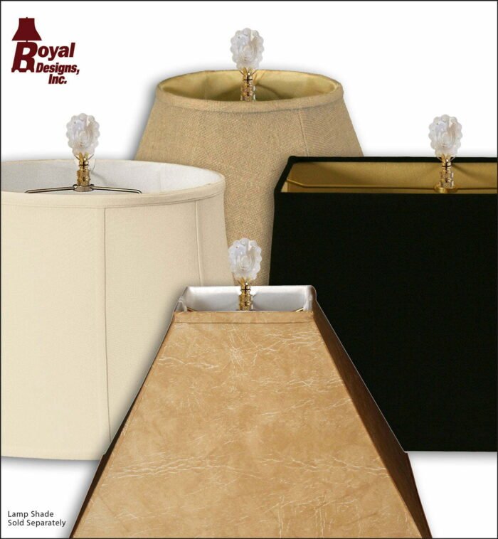 Rounded Scallop 3" Lamp Finial Clear Faceted Crystal with Polished Brass Base, 2 Sizes - Image 3