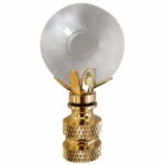 Sun Cut Round 2.5" Lamp Finial Clear Faceted Crystal with Polished Brass Base - Small, Medium or Large