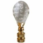 Balloon Shaped with Dot Design Lamp Finial 2.75" Clear Faceted Crystal with Polished Brass Base