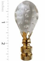 Balloon Shaped with Dot Design Lamp Finial 2.75" Clear Faceted Crystal with Polished Brass Base - Image 3