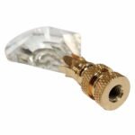 Arrowhead Center Cut Design Lamp Finial 3" Clear Faceted Crystal with Polished Brass Base - Image 2
