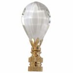 Simple Balloon Design Lamp Finial 2.75" Medium Clear Faceted Crystal with Polished Brass Base