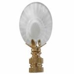 Center Cut Oval Design Lamp Finial Clear Faceted Crystal with Polished Brass Base Medium & Large