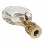 Center Cut Oval Design Lamp Finial Clear Faceted Crystal with Polished Brass Base Medium & Large - Image 2