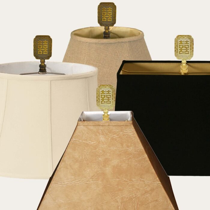 Chinese Joy Symbol Lamp Finial for Lamp Shade 2.75 Inch Multiple Finishes - Image 2