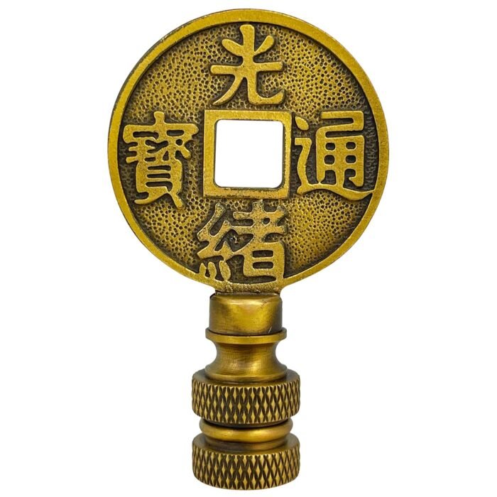 Asian Symbols Lamp Finial for Lamp Shade 2.25 Inch Multiple Finishes - Image 3