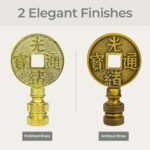 Asian Symbols Lamp Finial for Lamp Shade 2.25 Inch Multiple Finishes