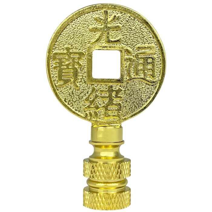 Asian Symbols Lamp Finial for Lamp Shade 2.25 Inch Multiple Finishes - Image 2