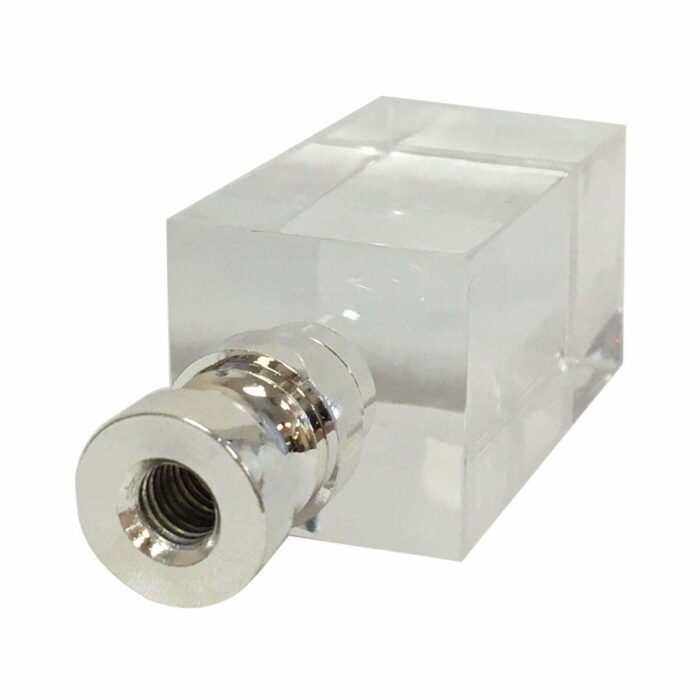 Rectangular Cube Clear Lucite Lamp Finial for Lamp Shade 2.75 Inch Polished Silver Base - Image 2