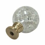 Crystal Ball with Crackle Texture K9 Crystal Lamp Finial for Lamp Shade Polished Brass Base - 2 Sizes - Image 2