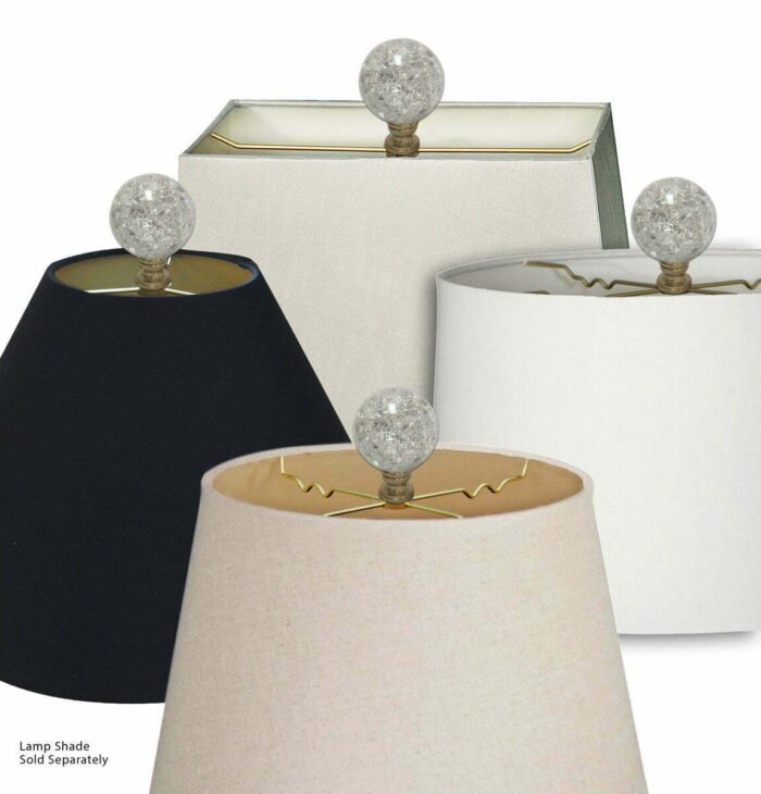 Crystal Ball with Crackle Texture K9 Crystal Lamp Finial for Lamp Shade Polished Brass Base - 2 Sizes - Image 3