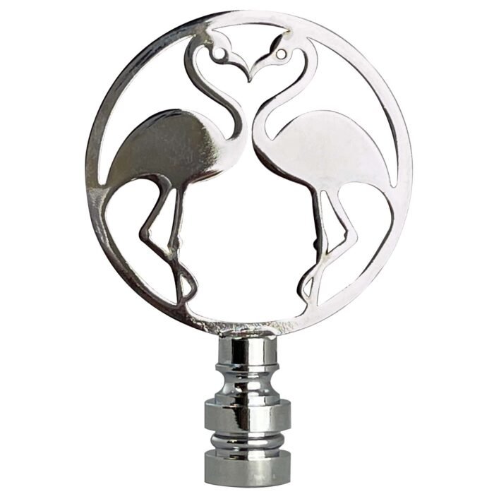 Kissing Flamingos Finial Chrome Silver